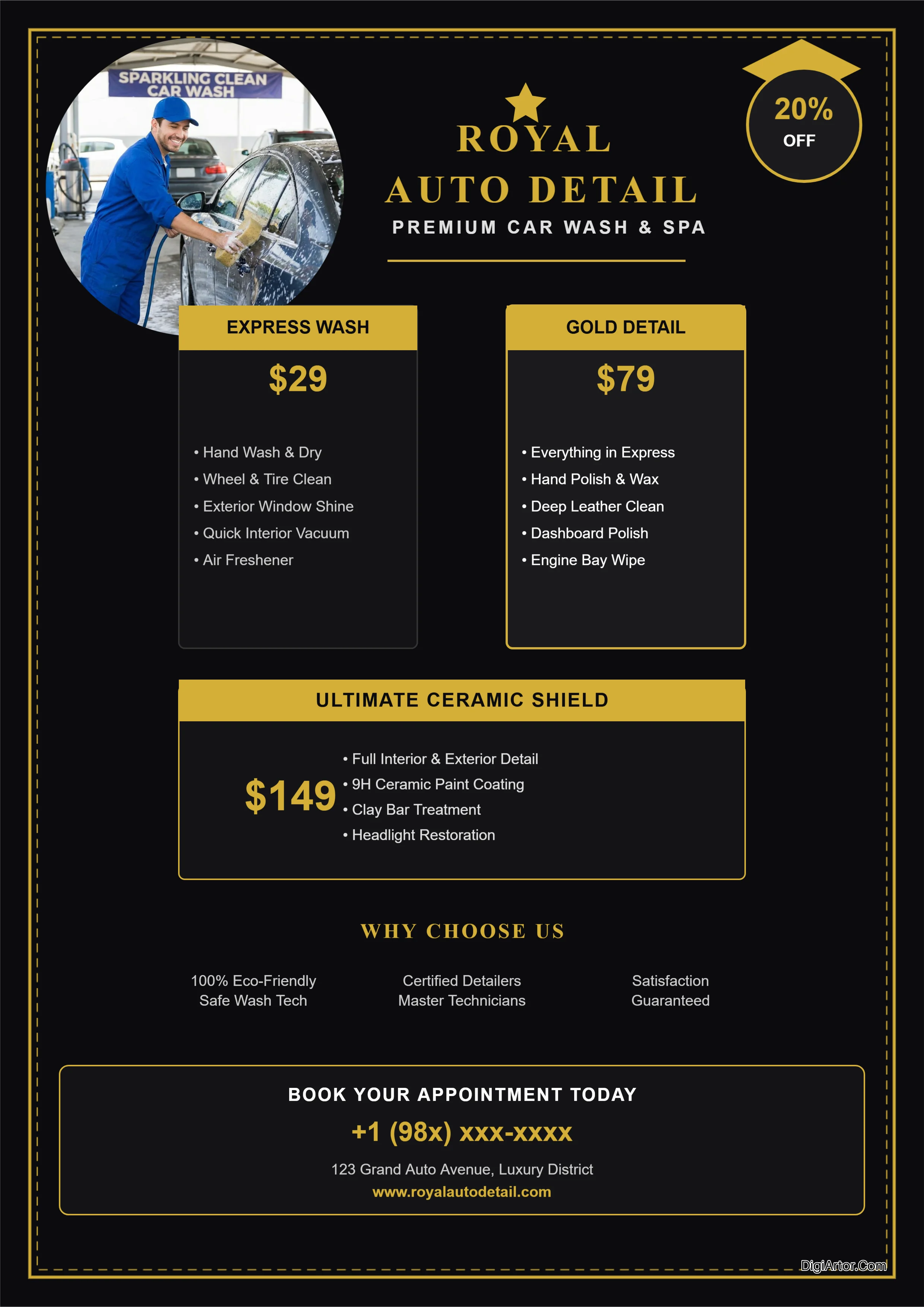 Customize Luxury Car Wash & Detailing Flyer Online Instant Print Download Editable Template Reference Image