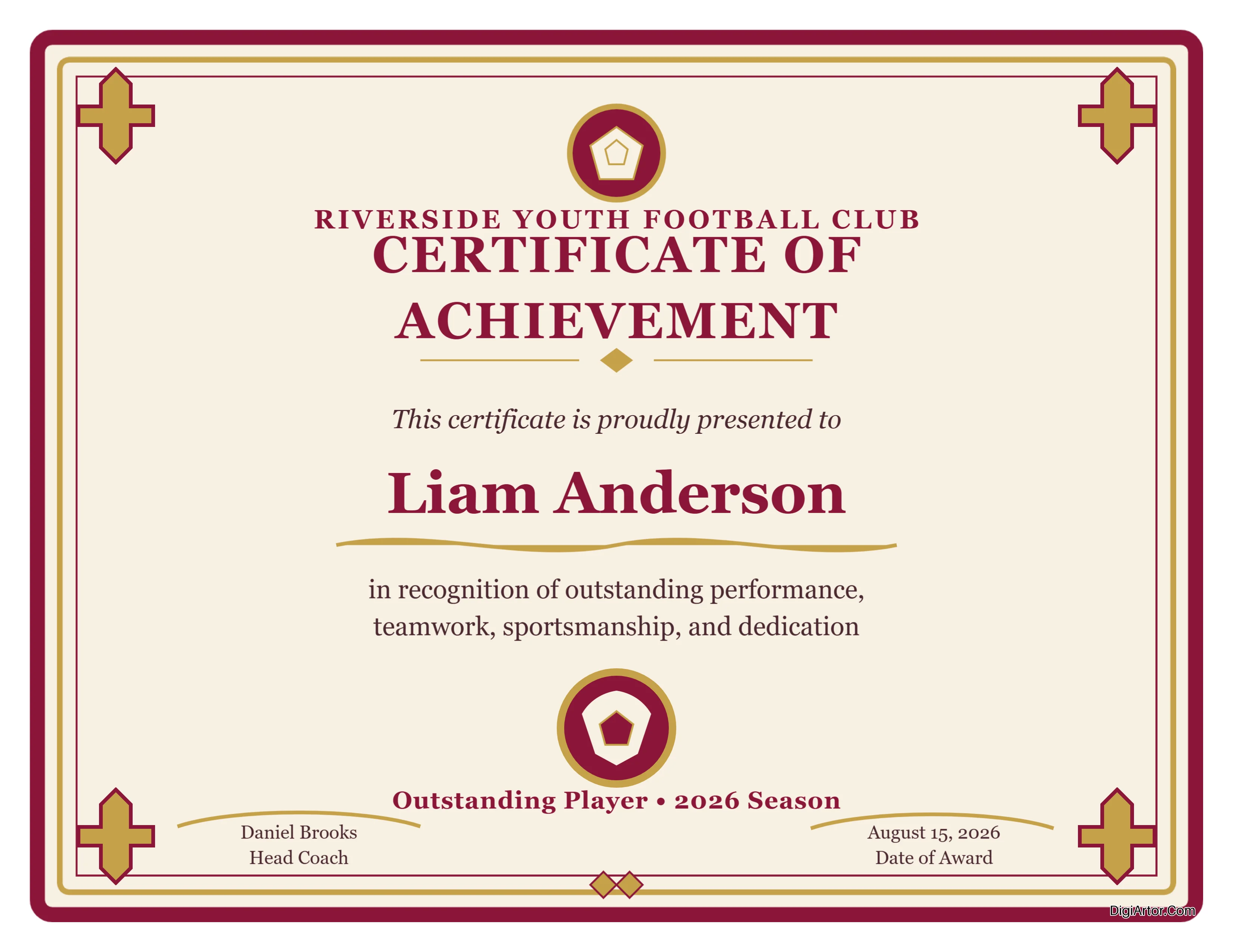 Soccer Certificate Editable Template Reference Image