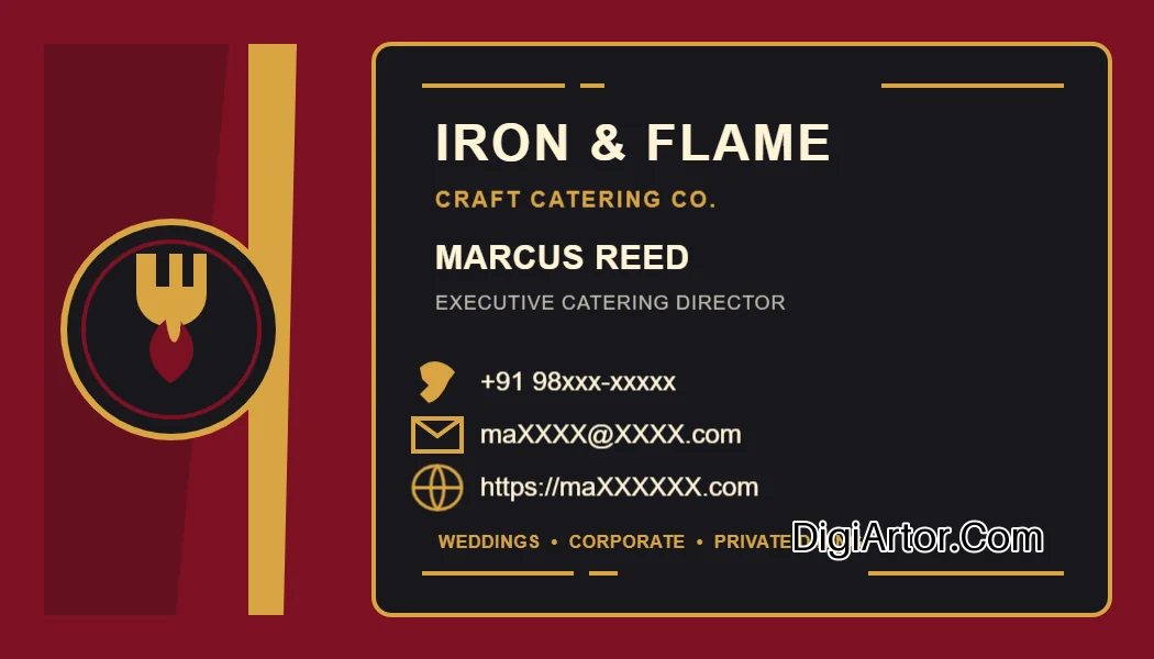 Caterer Business (Visiting) Card Editable Template Reference Image