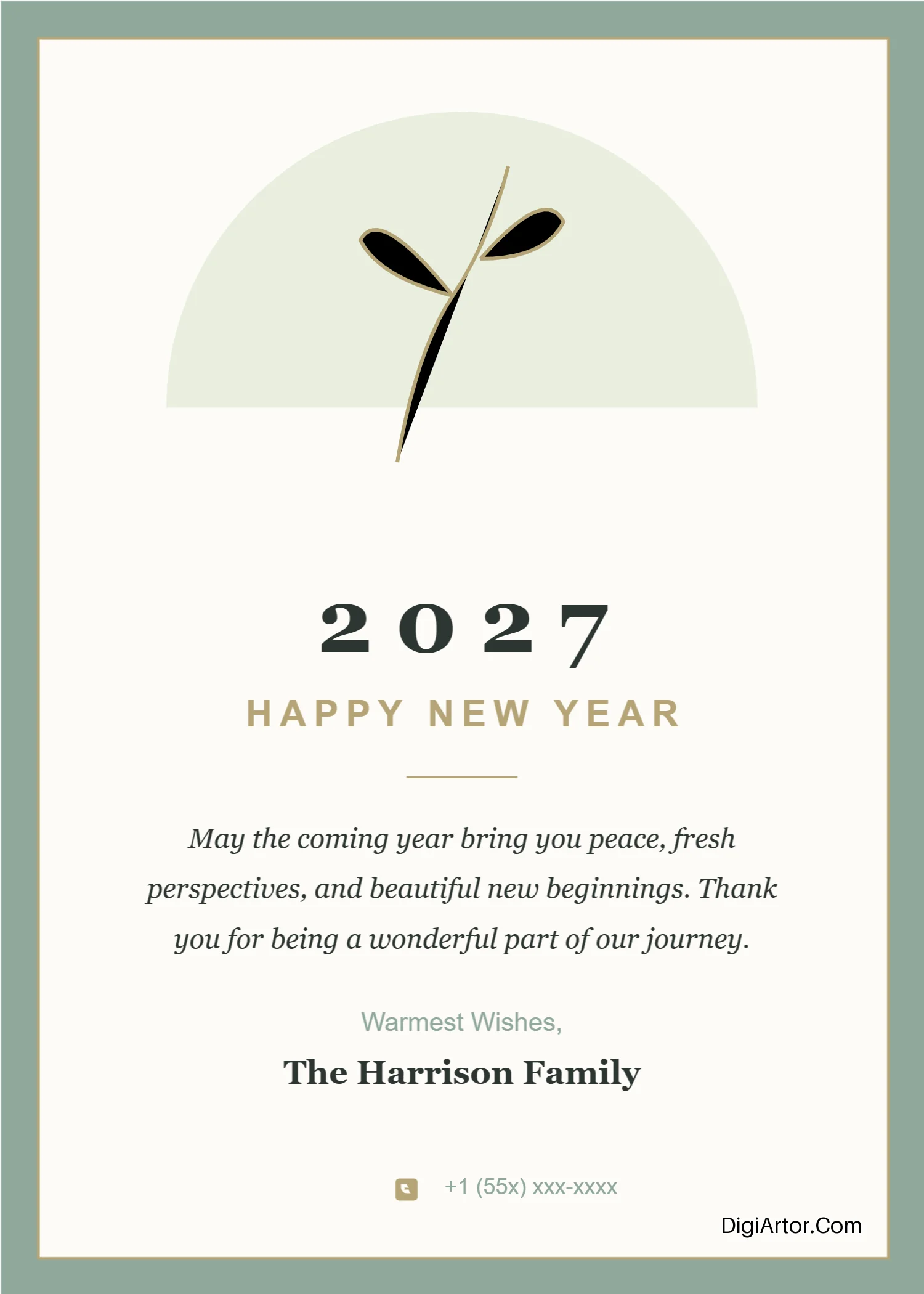 New Year Greeting Card Editable Template Reference Image
